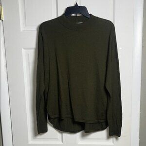 Madewell 100% Merino Wool Sweater Women's L High Neck Pullover Olive Green Boxy